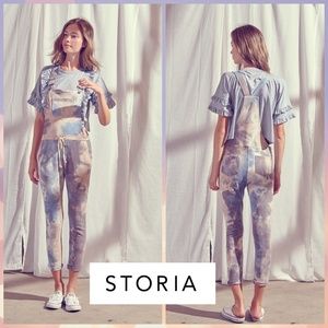 Storia Tie-Dyed Ankle Length Overalls - Adjustable